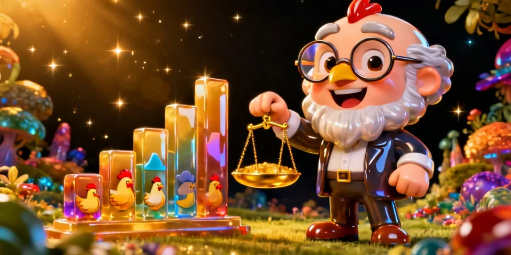 กราฟิกแสดงความผันผวนของเกม ชิคเก้นดรอป แตกง่ายฟรีสปิน