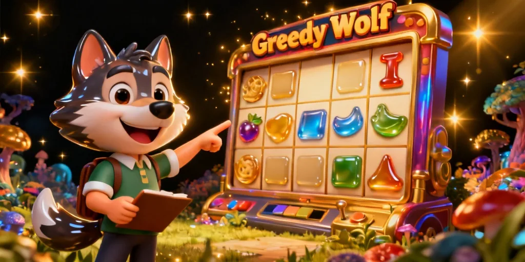 ภาพอธิบายกลไกการหมุนของเกม กรีดี้วูล์ฟ