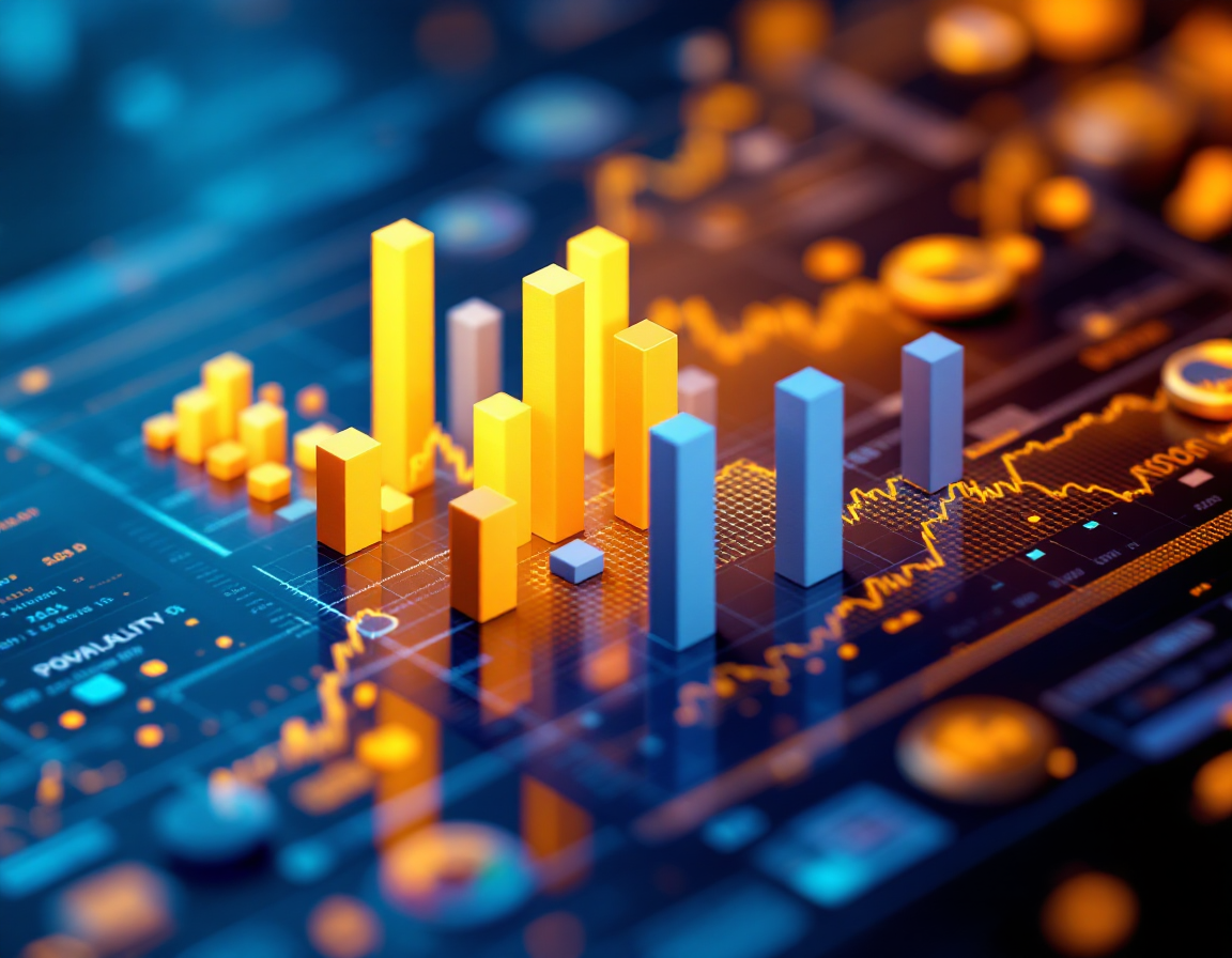 Split-screen comparison visualization showing two different volatility levels side-by-side with bar charts and probability