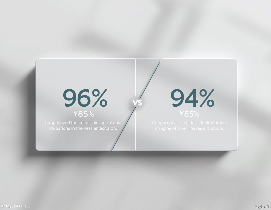 Split-screen comparison graphic showing two different percentage values (96% vs 94%) with subtle bar chart elements, clean